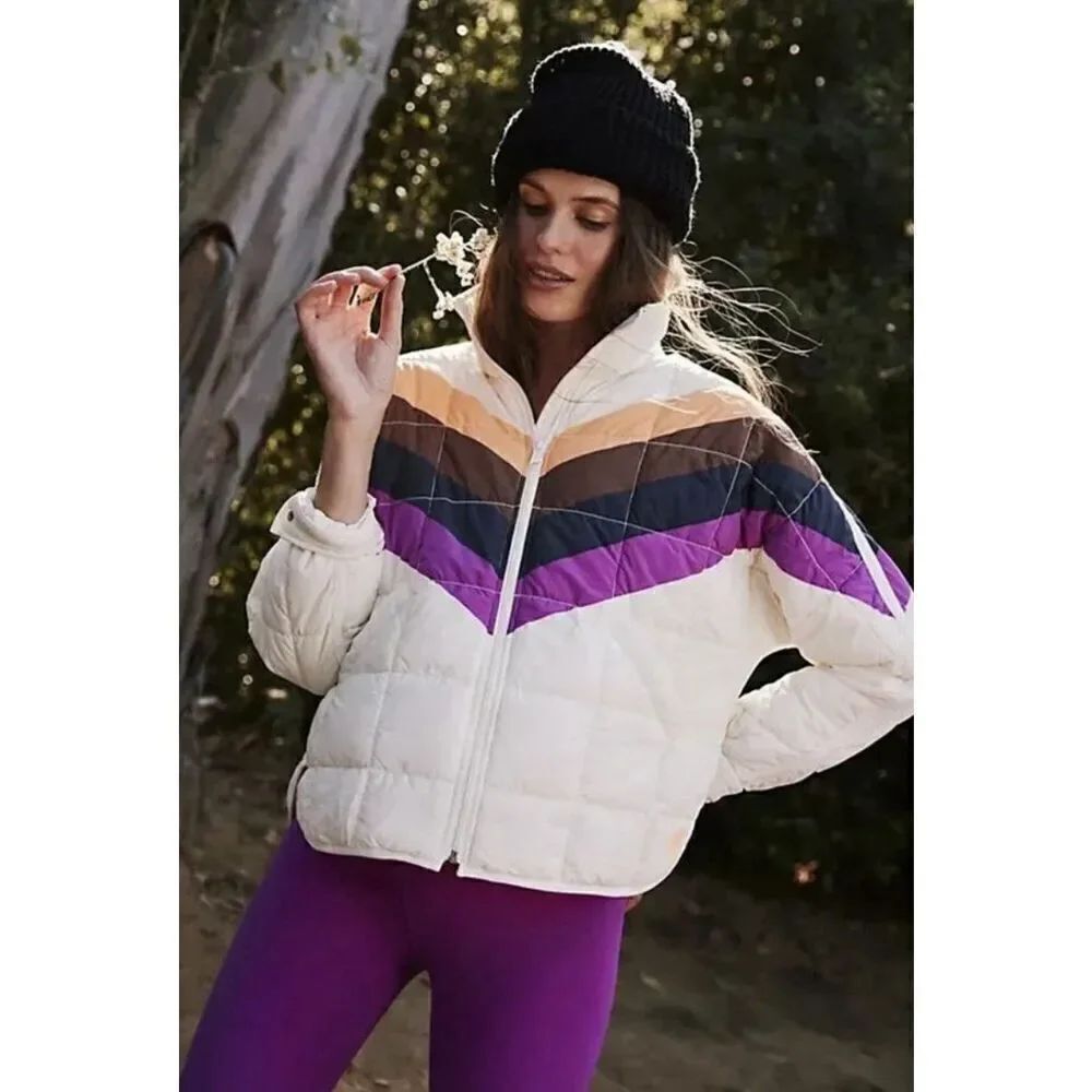 Free People Movement x Hatch Printed Puffer Jacket Packable Coat Small NWT $248